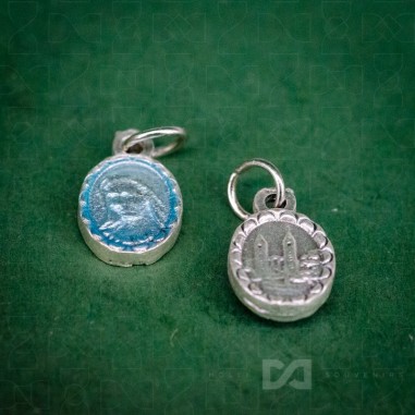 Medaljica Gospa, srebrno-plava s...