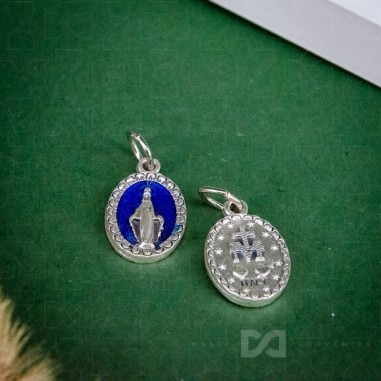 Medaljica Čudotvorna, srebrno-plava s...