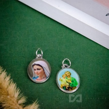 Medaljica Gospa/sv.Josip, srebrna s...